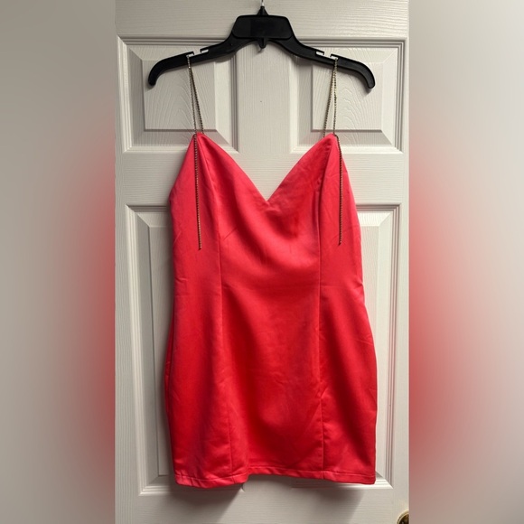 NWT Superdown Draya Michelle Revolve Crystal Strap Pink Mini Dress Size Large - Picture 2 of 7